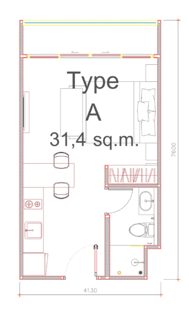 Tropical studio on the first floor of 31.4 m² in