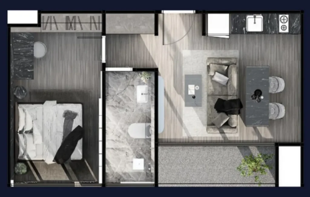 Cozy one-bedroom with terrace 37.75 sq.m. in