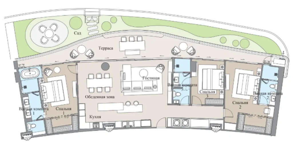 Spacious residence with private terrace of 194 m² in
