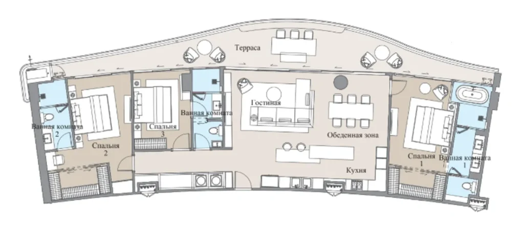 Spacious residence with private terrace of 194 m² in