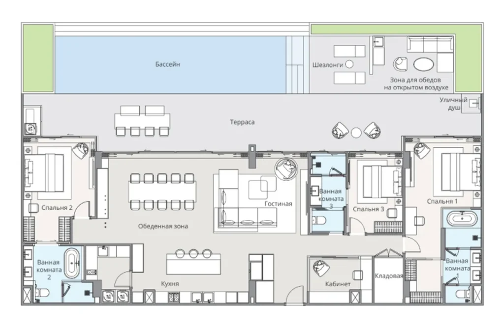Cozy one-bedroom with a spacious terrace of 345 m² in