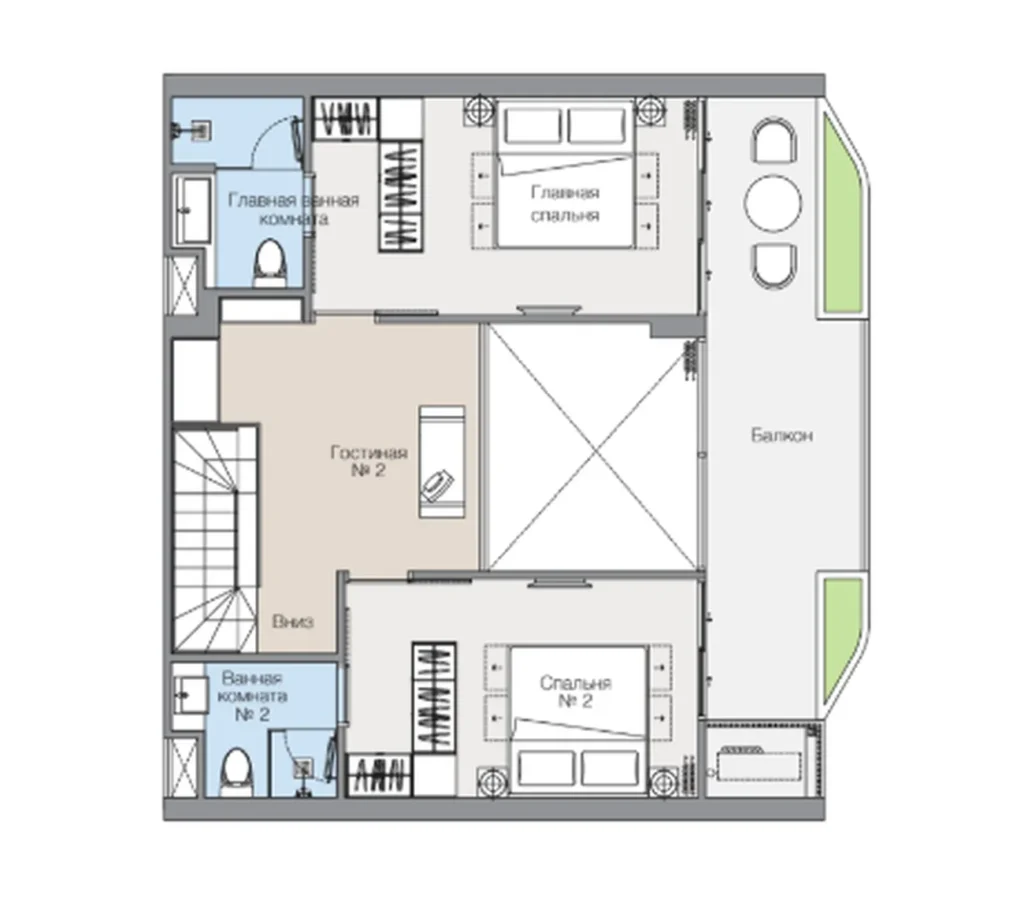 Просторный трёхкомнатный пентхаус 260 м² в
