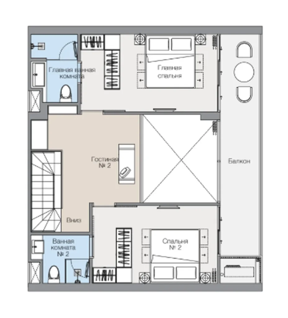 Уютная 2-комнатная квартира 84 м² в