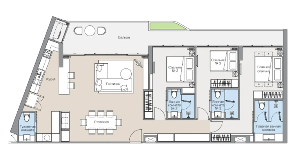 Bright one-bedroom of 68 sq. m. in
