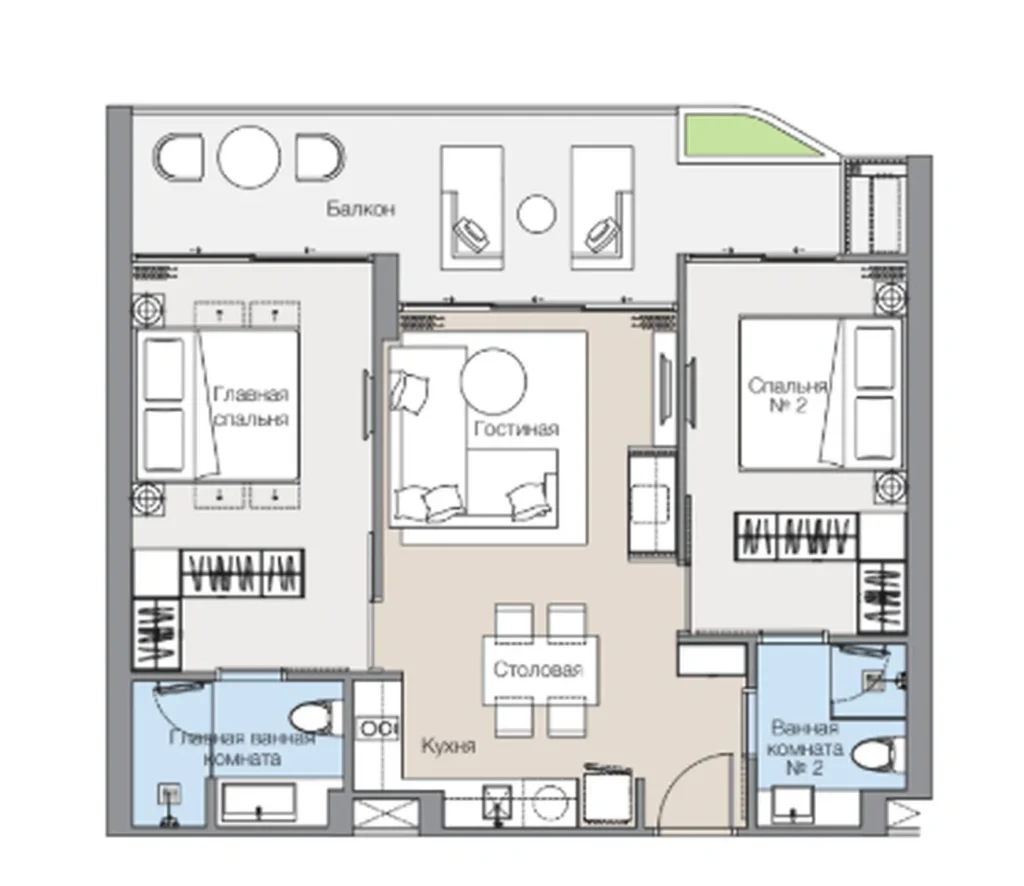 Laconic 3 bedroom apartment by the lake 122 m² in
