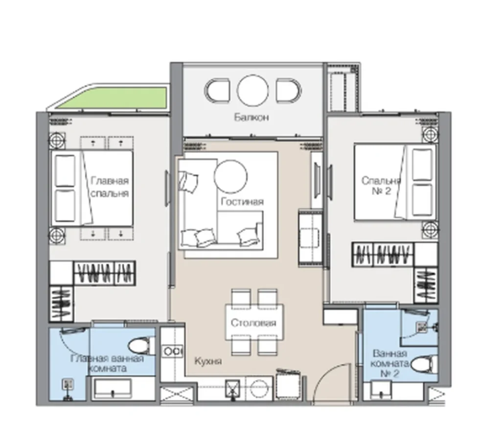 Compact one-bedroom of 48 m² in