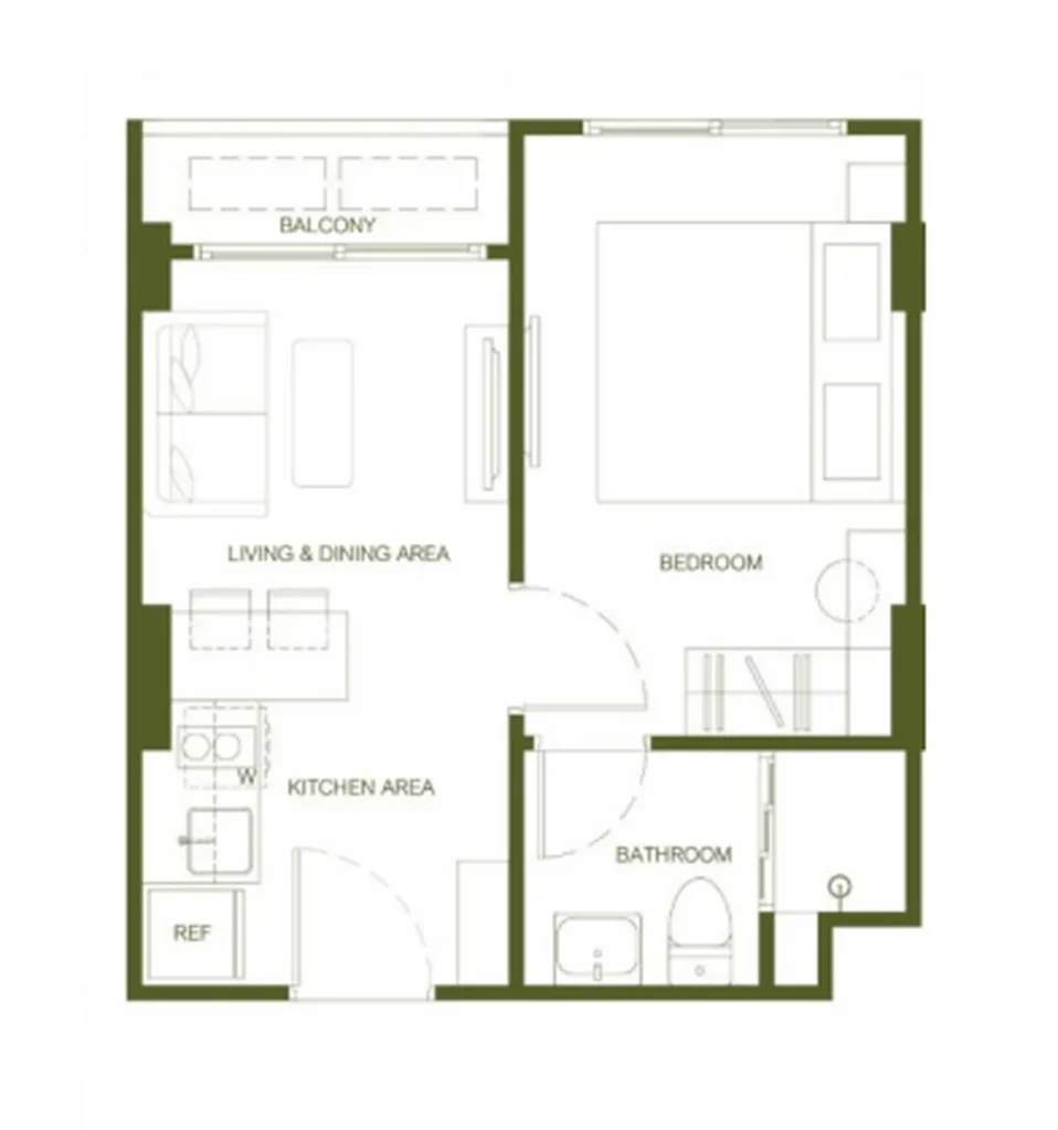 Compact one-bedroom with balcony 29.75 sq.m. in