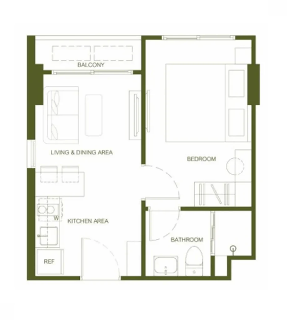 Функциональные апартаменты с балконом 30.75 м² в