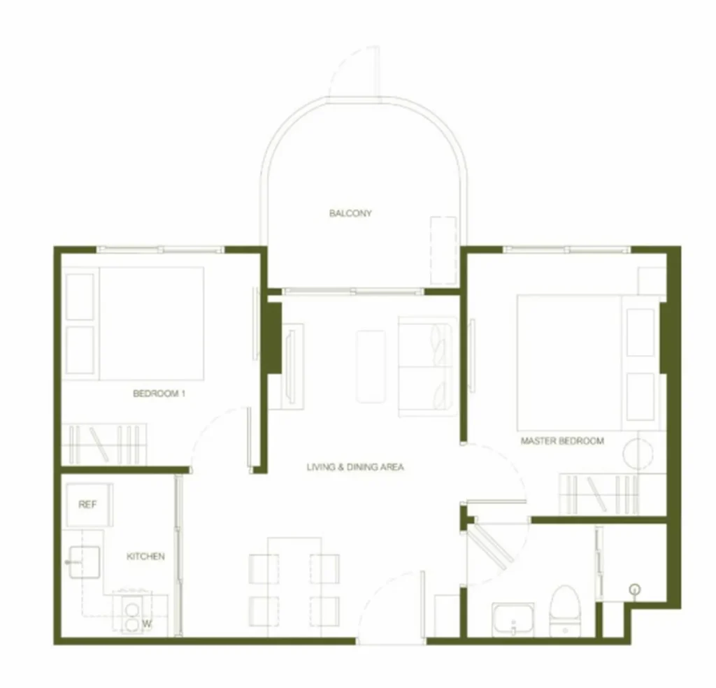 Comfortable two-bedroom with pool in the yard 47.75 m² in
