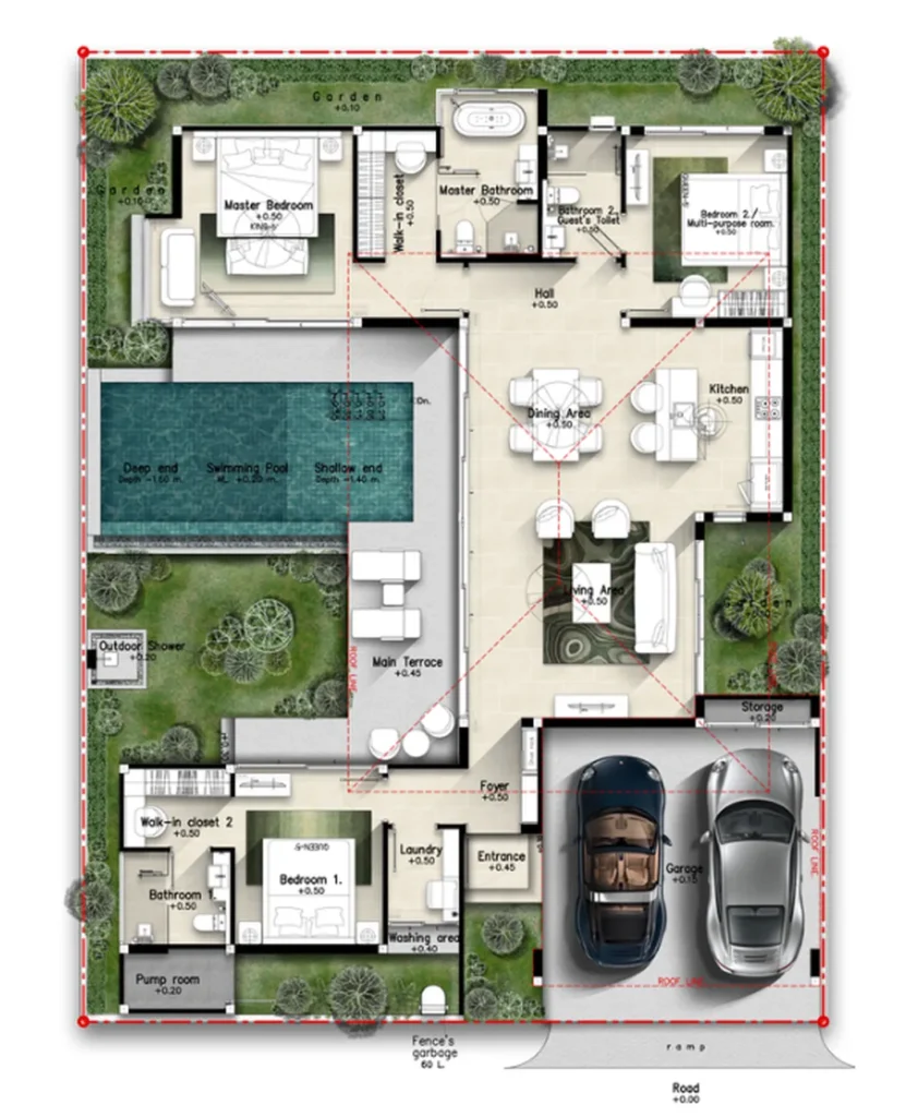 Spacious 3 bedroom villa with swimming pool 335.56 sqm in