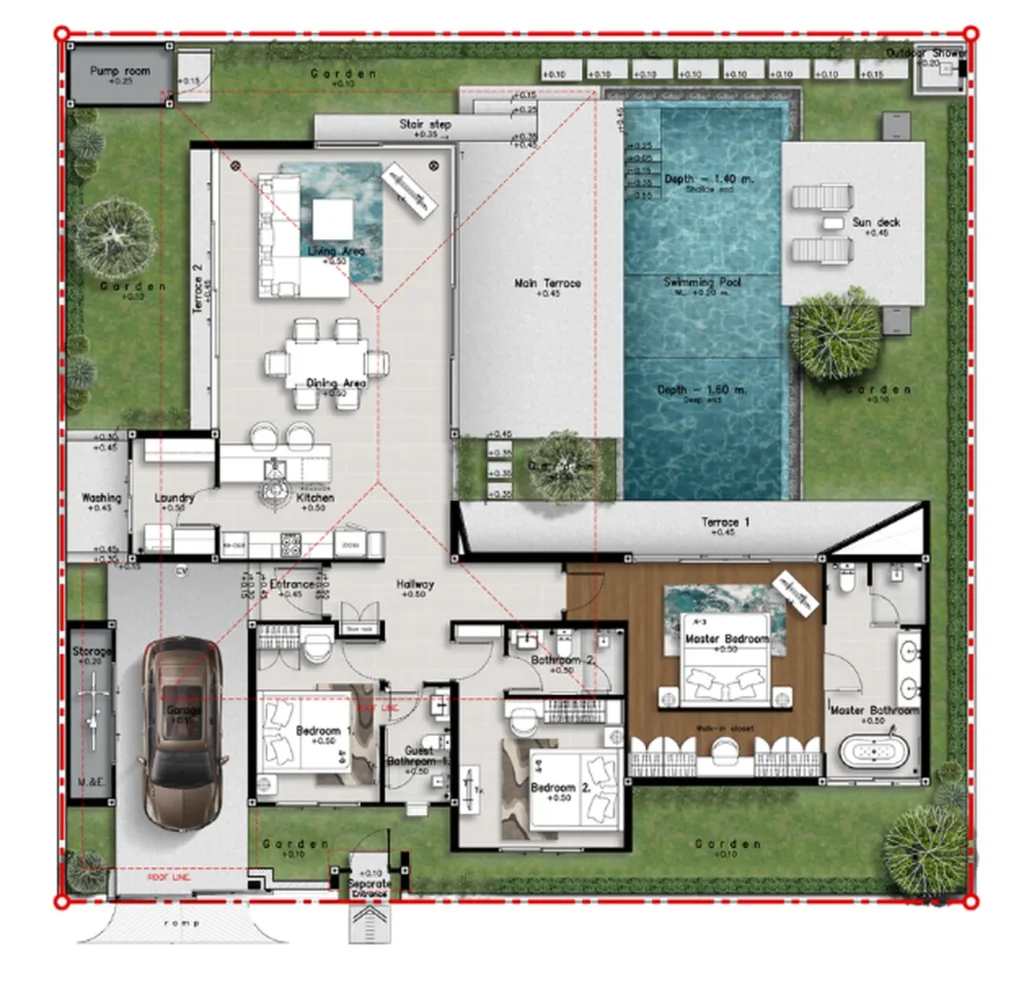 Peaceful 3-bedroom villa 462 m² in