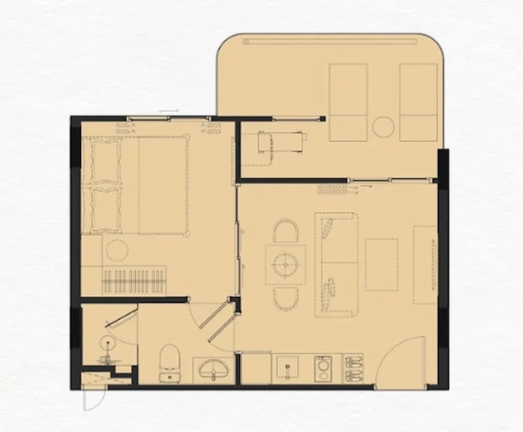 Лаконичная 1 комнатная квартира 42 м² в