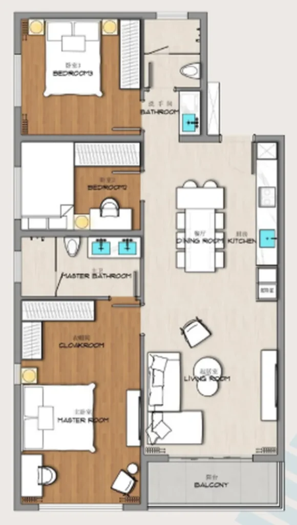 Просторная 3-комнатная квартира 92.04 м² в