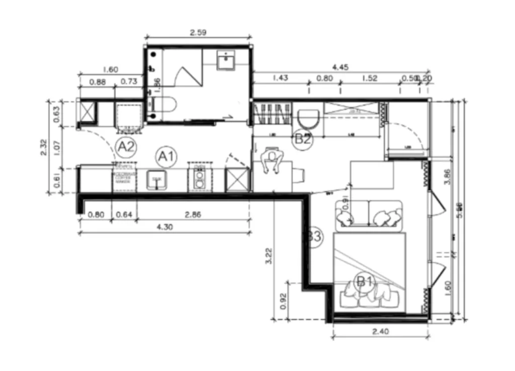 Лаконичная однушка с балконом 34.5 м² в